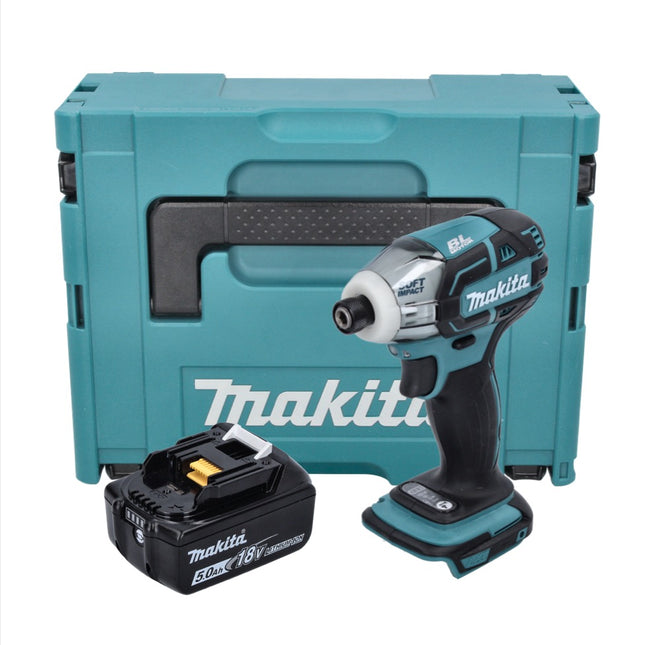 Makita DTS 141 T1J Visseuse à impulsions sans fil 18 V 40 Nm 1/4" Brushless + 1x batterie 5,0 Ah + Makpac - sans chargeur