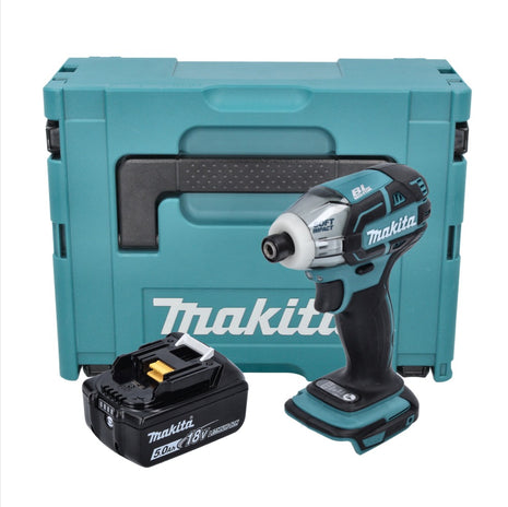 Makita DTS 141 T1J destornillador de impulso inalámbrico 18 V 40 Nm 1/4" sin escobillas + 1x batería 5,0 Ah + Makpac - sin cargador