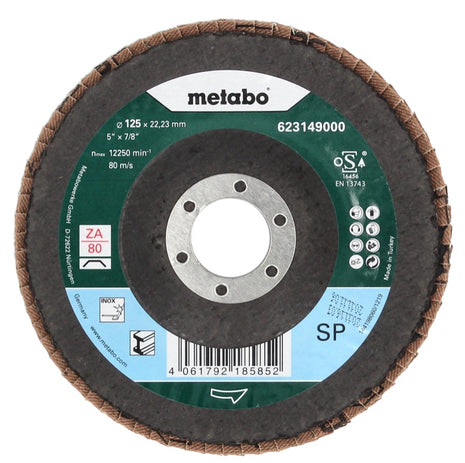 Metabo Plateau abrasif à lamelles P 80 - 125 mm - 22,23 mm pour meuleuses d'angle (20 x 623149000)