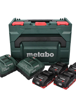 Kit de base Metabo 18 V LiHD + 4x batteries 4,0 Ah + 2x chargeur ASC 55 + metaBOX