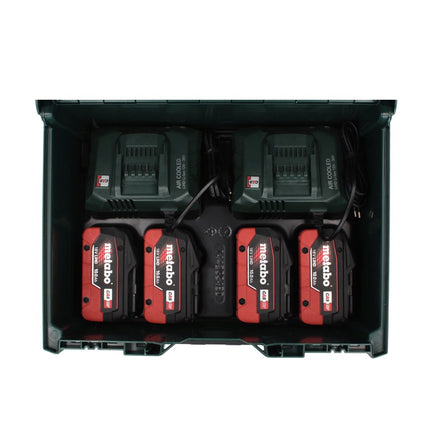 Kit de base Metabo 18 V LiHD + 4x batteries 4,0 Ah + 2x chargeur ASC 55 + metaBOX