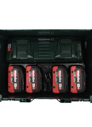 Set básico Metabo 18 V LiHD + 4x baterías 8,0 Ah + cargador ASC 145 DUO + ​​metaBOX