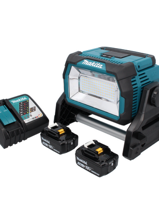 Makita DML 809 RF Projecteur de chantier à LED sans fil 18 V 10000 lm + 2x batterie 3,0 Ah + chargeur