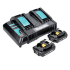 Makita Power Source Kit 18 V avec 2x BL 1820 B batterie 2,0 Ah ( 197254-9 ) + DC 18 SH chargeur double ( 199687-4 )