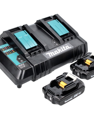 Makita Power Source Kit 18 V : 2x BL 1820 B Batteries 2,0 Ah +  DC 18 SH Chargeur double (197254-9) (199687-4)