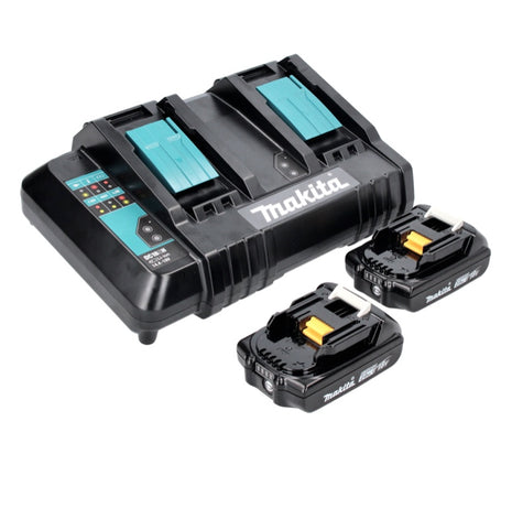 Makita Power Source Kit 18 V : 2x BL 1820 B Batteries 2,0 Ah +  DC 18 SH Chargeur double (197254-9) (199687-4)