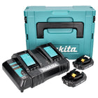 Makita Power Source Kit 18 V avec 2x BL 1820 B batterie 2,0 Ah ( 197254-9 ) + DC 18 SH chargeur double ( 199687-4 ) + Makpac