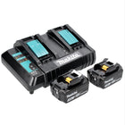 Makita Power Source Kit 18 V : 2x BL 1830 B Batteries 3,0 Ah + DC 18 SH Chargeur double (197599-5) (199687-4)