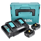 Makita Power Source Kit 18 V avec 2x BL 1830 B batterie 3,0 Ah ( 197599-5 ) + DC 18 SH chargeur double ( 199687-4 ) + Makpac