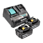 Makita Kit de source d'alimentation 18 V avec - 2x Batteries BL 1850 B 5,0 Ah (2x 197280-8) + Chargeur multi-rapide DC 18 RE (198720-9)