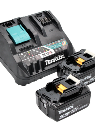 Makita Power Source Kit 18 V avec - 2x Batteries BL 1860 B 6,0 Ah (2x 197422-4) + Chargeur rapide multiple DC 18 RE (198720-9)