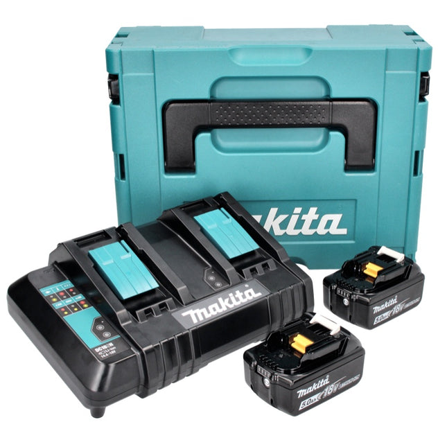 Makita Power Source Kit 18 V avec 2x BL 1850 B batterie 5,0 Ah ( 197280-8 ) + DC 18 SH chargeur double ( 199687-4 ) + Makpac