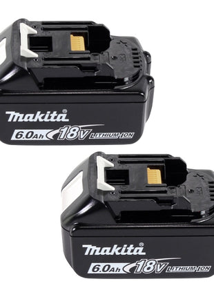 Makita Power Source Kit 18 V : 2x BL 1860 B Batteries 6,0 Ah + DC 18 SH Chargeur double (197422-4) (199687-4)