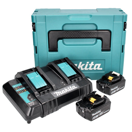 Makita Power Source Kit 18 V : 2x BL 1860 B Batteries 6,0 Ah + DC 18 SH Chargeur double + Makpac  (197422-4) (199687-4)