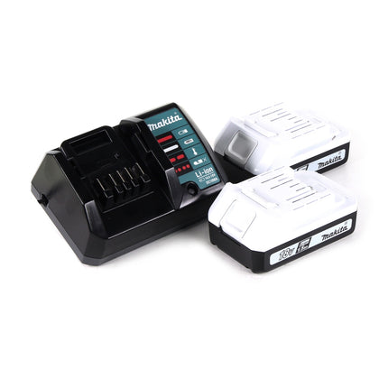 Makita HP 457 DWE Perceuse-visseuse à percussion sans fil série G 18 V 42 Nm en coffret + UH 522 DZ Taille-haie sans fil 52 cm + 2x batterie 1,5 Ah + chargeur