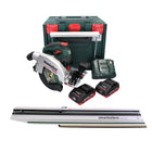 Metabo KS 18 LTX 66 BL Scie circulaire portative sans fil 18 V 165 mm + 2x batterie 4,0 Ah + chargeur + rail + metaBOX