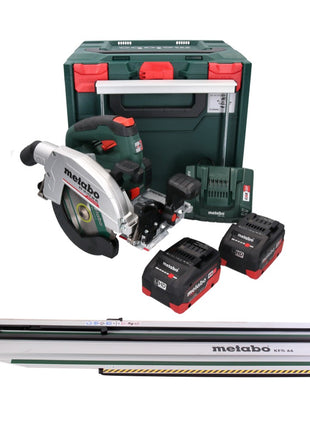 Scie circulaire sur batterie Metabo KS 18 LTX 66 BL 18 V 165 mm + 2x batteries 5,5 Ah + chargeur + rail de capuchon + métaBOX