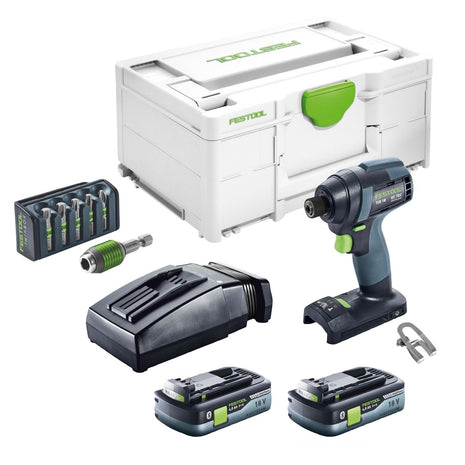 Festool TID 18 HPC 4.0 I-Plus Atornillador de impacto a batería 18 V 180 Nm 1/4" (576482) + 2x batería 4,0 Ah + cargador + juego de 6 puntas + systainer