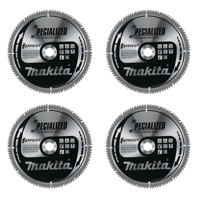 Makita CMSXF305100G SPECIALIZED EFFICUT lame de scie 305 x 2,15 x 30 mm 4 pièces (4x B-67321) 100 dents pour le bois