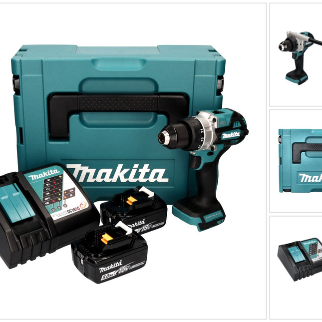 Makita DDF 486 RTJ Akku Bohrschrauber 18 V 130 Nm Brushless 2x Akku 5 0 Ah Ladegeraet Makpac  0 - toolbrothers