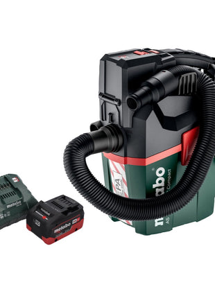 Metabo AS 18 HEPA PC Aspirateur à batterie compact 18 V Aspirateur eau et poussière 6 l avec fonction soufflante + 1 batterie 5,5 Ah + chargeur