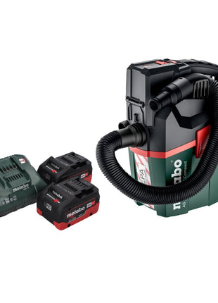 Metabo AS 18 HEPA PC Aspirateur à batterie compact 18 V Aspirateur eau et poussière 6 l avec fonction soufflante + 2x batteries 8,0 Ah + chargeur