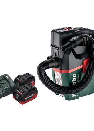 Metabo AS 18 HEPA PC Aspirateur à batterie compact 18 V Aspirateur eau et poussière 6 l avec fonction soufflante + 2x batteries 10,0 Ah + chargeur