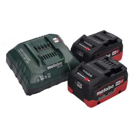 Metabo AS 18 HEPA PC Aspirateur à batterie compact 18 V Aspirateur eau et poussière 6 l avec fonction soufflante + 2x batteries 5,5 Ah + chargeur + 5x sacs filtrants
