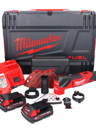 Milwaukee M18 FMT-202X FUEL Battery Multitool 18 V Brushless + 2x batterie 2,0 Ah + chargeur + 7 pcs. tools Set d'accessoires + HD Box