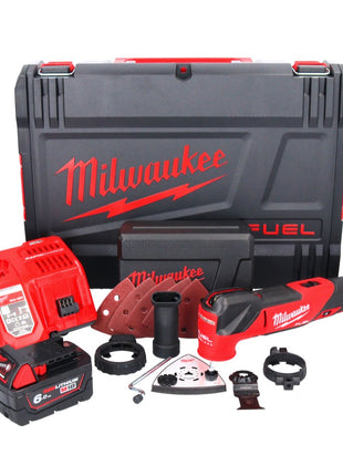 Milwaukee M18 FMT-601X outil multifonction à batterie FUEL 18 V sans balais + 1x batterie 6,0 Ah + chargeur + jeu d'accessoires 7 pièces + coffret HD