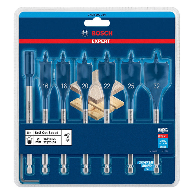 Bosch EXPERT SelfCut Speed ​​​​Set de fraises plates 16 - 32 mm - 7 pièces (2608900334) pour le bois