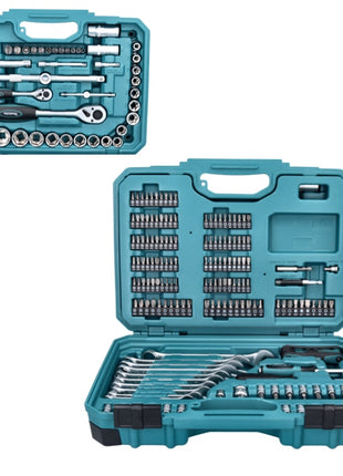 Makita Ensemble d'outils - 221 pièces , embout en acier au chrome vanadium (E-10883) / clé mixte / clé à douille / tournevis / cliquet