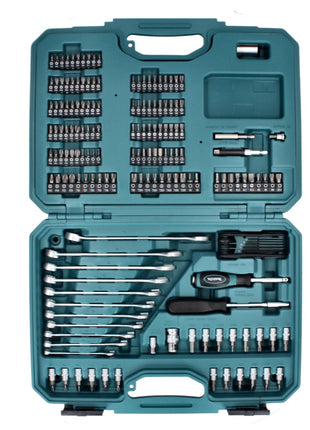 Makita Ensemble d'outils - 221 pièces , embout en acier au chrome vanadium (E-10883) / clé mixte / clé à douille / tournevis / cliquet