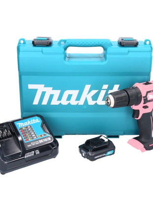 Makita HP 333 DSAP Perceuse-visseuse à percussion sans fil 12 V 30 Nm rosa + 1x Batterie 2,0 Ah + Chargeur + Coffret de transport