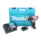 Makita HP 333 DSAP Perceuse-visseuse à percussion sans fil 12 V 30 Nm rosa + 1x Batterie 2,0 Ah + Chargeur + Coffret de transport