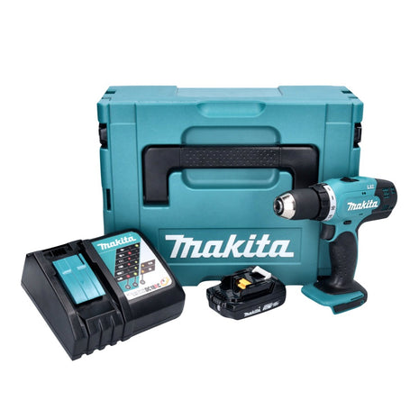 Makita DDF 453 RA1J taladro atornillador inalámbrico 18 V 42 Nm + 1x batería 2,0 Ah + cargador + Makpac