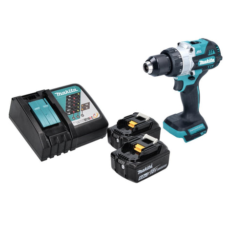 Taladro percutor inalámbrico Makita DHP 486 RG 18 V 130 Nm sin escobillas + 2 baterías 6,0 Ah + cargador