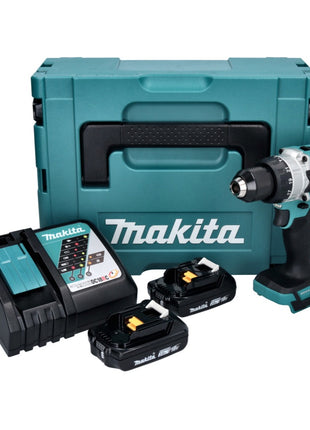 Taladro percutor inalámbrico Makita DHP 486 RAJ 18 V 130 Nm sin escobillas + 2 baterías 2,0 Ah + cargador + Makpac