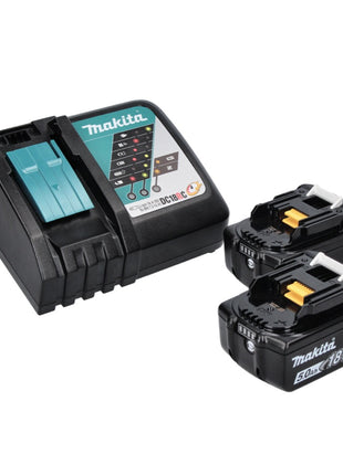 Makita DHP 486 RTJ Perceuse-visseuse à percussion sans fil 18 V 130 Nm Brushless + 2x Batteries 5.0 Ah + Chargeur + Coffret Makpac