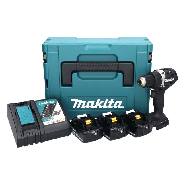 Makita DDF 484 T3BJ Perceuse-visseuse sans fil 18 V 54 Nm Brushless + 3x Batteries 5.0 Ah + Chargeur + Coffret Makpac