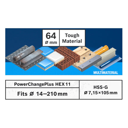 Bosch EXPERT Kit de démarrage pour scie cloche pour matériaux durs 64 x 60 mm Carbure (2608900430) Universel + Adaptateur de changement de puissance (2608900527)