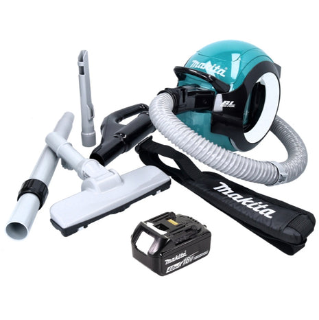 Aspirador de batería Makita DCL 501 M1 18 V sin escobillas + 1x batería 4,0 Ah + accesorios - sin cargador