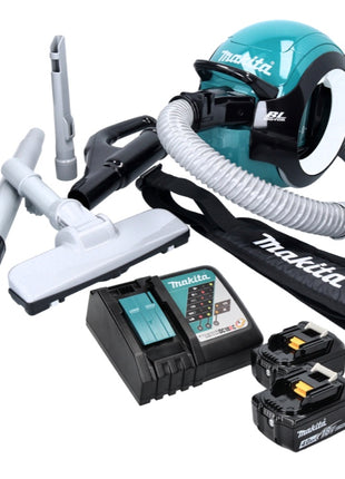 Aspirateur sans balais Makita DCL 501 RM 18 V + 2x batteries 4,0 Ah + chargeur + accessoires