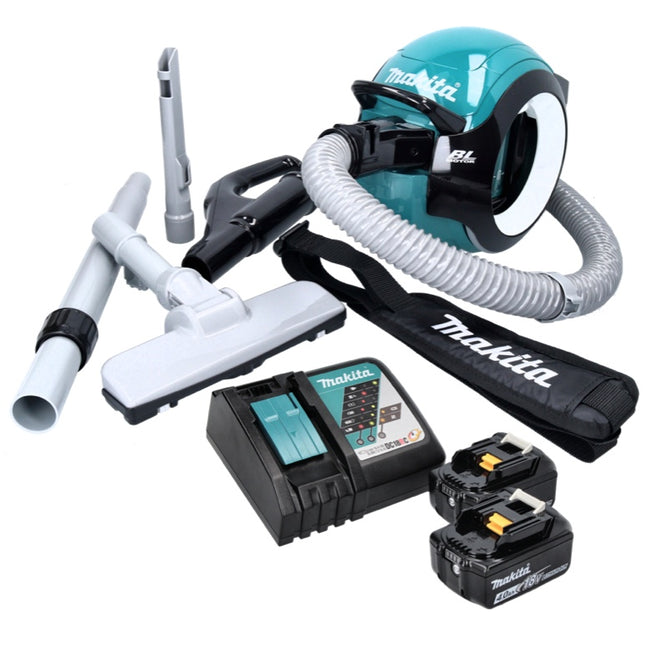 Aspirateur sans balais Makita DCL 501 RM 18 V + 2x batteries 4,0 Ah + chargeur + accessoires