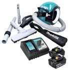 Aspirador de batería Makita DCL 501 RT 18 V sin escobillas + 2x baterías 5,0 Ah + cargador + accesorios