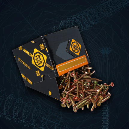 FORTE Tools Vis à bois universelles 3,0 x 20 mm T10, Galvanisée jaune, Tête fraisée Torx, Filetage total, 500 pcs. (000051399462)