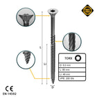 FORTE Tools Vis à bois universelle 5,0 x 80 mm T25, Argent galvanisé, Tête fraisée Torx, Filetage partiel, 200 pcs. (000040113884)