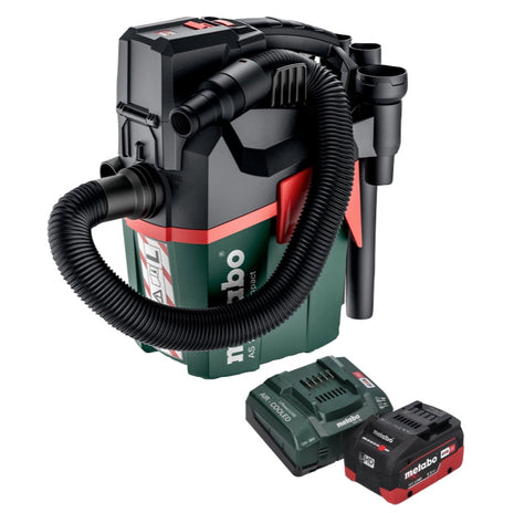 Metabo AS 18 L PC Compact Aspirateur sans fil 18 V 6 l IPX4 classe de poussière L eau et poussière + 1x batterie 5,5 Ah + chargeur