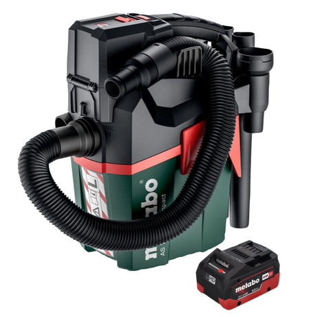 Metabo AS 18 L PC Compact Aspirateur sans fil 18 V 6 l IPX4 classe de poussière L eau et poussière + 1x batterie 8,0 Ah - sans chargeur