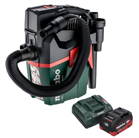 Metabo AS 18 L PC Compact Aspirateur sans fil 18 V 6 l IPX4 classe de poussière L eau et poussière + 1x batterie 8,0 Ah + chargeur